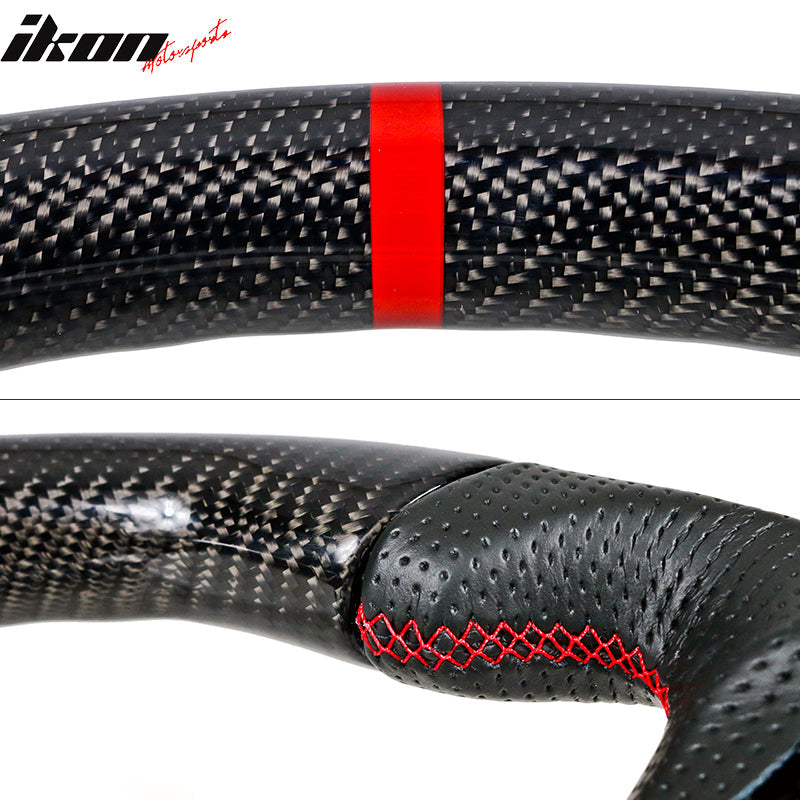 2018-2023 Ford Mustang V1 Steering Wheel w/ Red Stitching Carbon Fiber