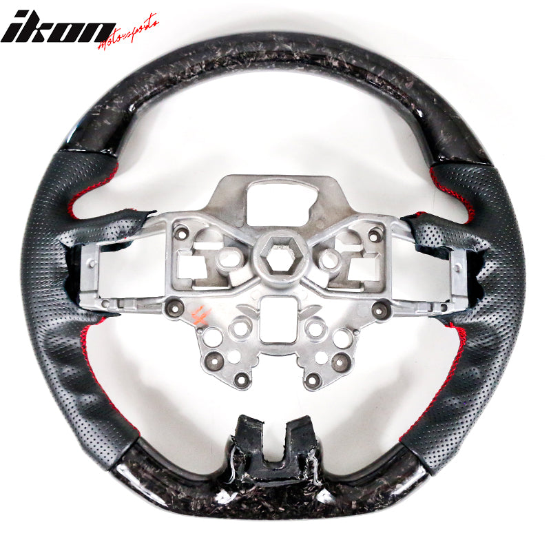 2018-2023 Ford Mustang V1 Steering Wheel w/ Red Stitching Carbon Fiber