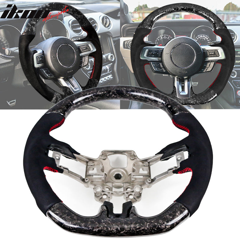 2018-2023 Ford Mustang V1 Steering Wheel w/ Red Stitching Carbon Fiber