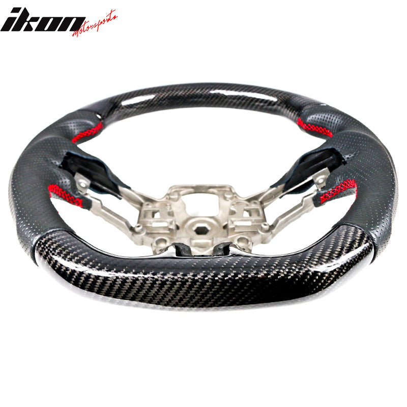 2018-2023 Ford Mustang V1 Steering Wheel w/ Red Stitching Carbon Fiber