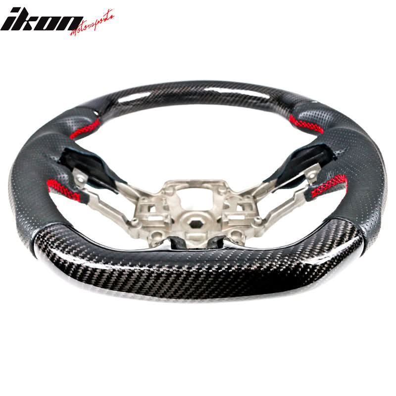 2018-2023 Ford Mustang V1 Steering Wheel w/ Red Stitching Carbon Fiber