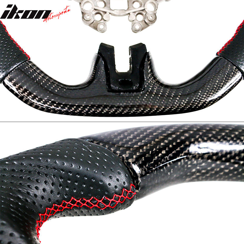 2018-2023 Ford Mustang V1 Steering Wheel w/ Red Stitching Carbon Fiber