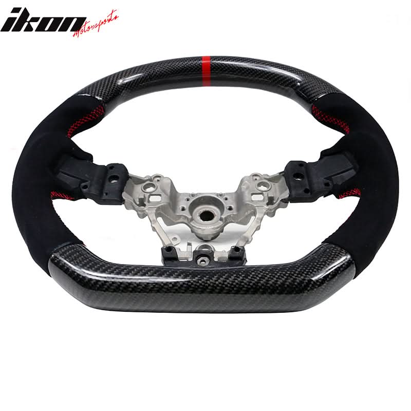 2015-2021Â Subaru WRX STI Steering Wheel Red Stitch Line CF Alcantara