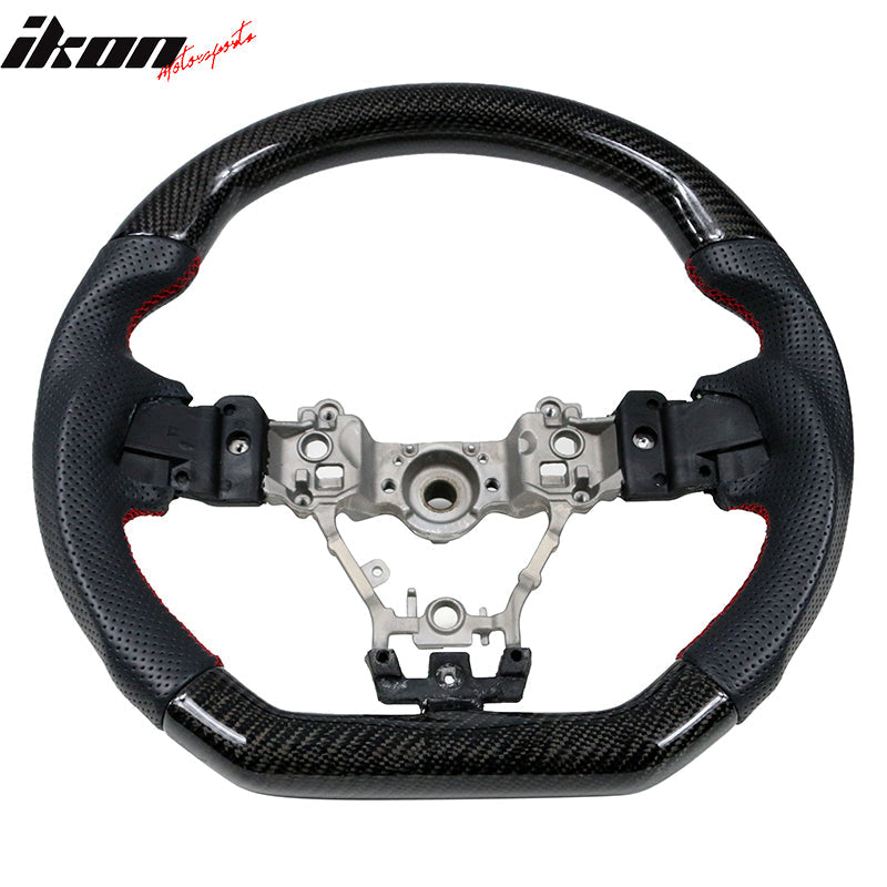2015-2021 WRX & STI CF Perforated Leather Red Stitch Steering Wheel