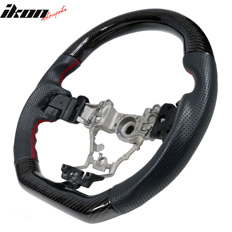 2015-2021 WRX & STI CF Perforated Leather Red Stitch Steering Wheel
