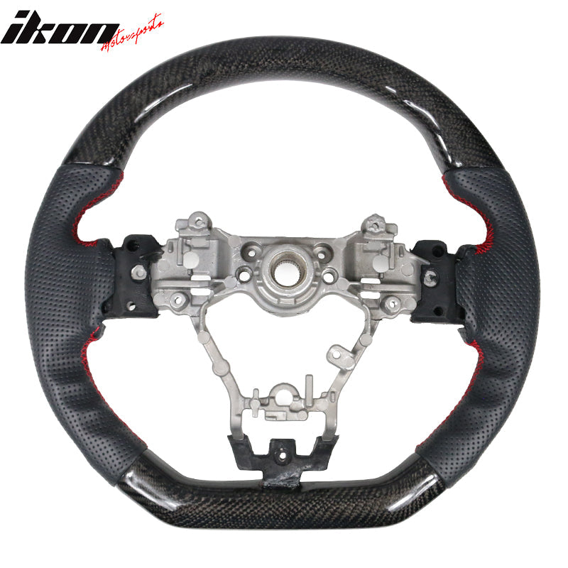 2015-2021 WRX & STI CF Perforated Leather Red Stitch Steering Wheel