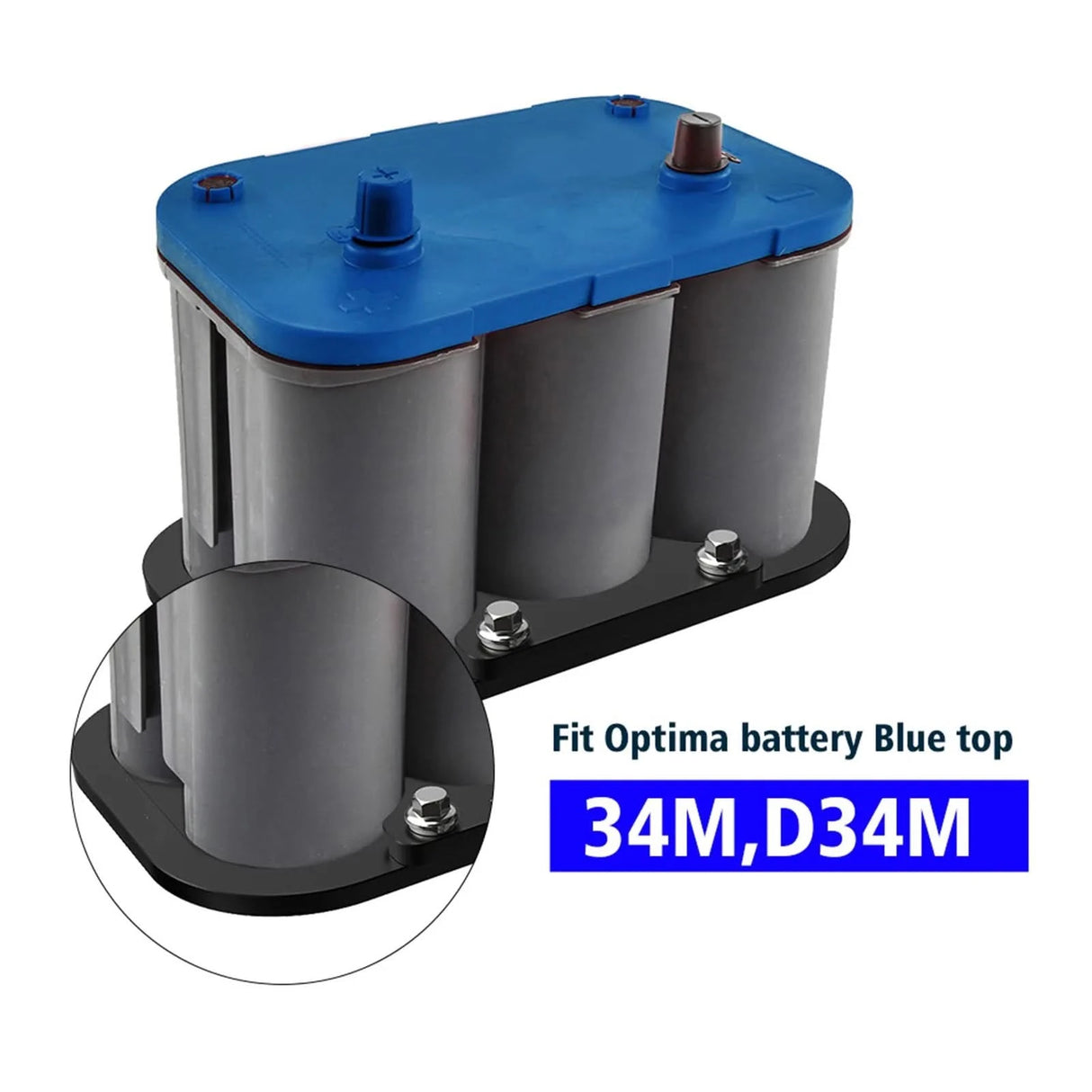 CNC 6061-T6 Aluminum Battery Relocation Tray & Hold Down – Universal 34/78 Size (Anodized Black)