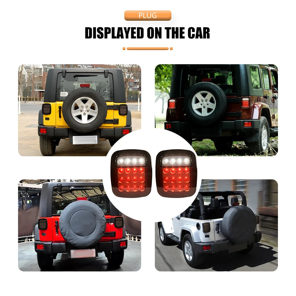 LED Tail Lights for Jeep Wrangler CJ / YJ / TJ – Smoked or Red Lens (2-Piece Set)