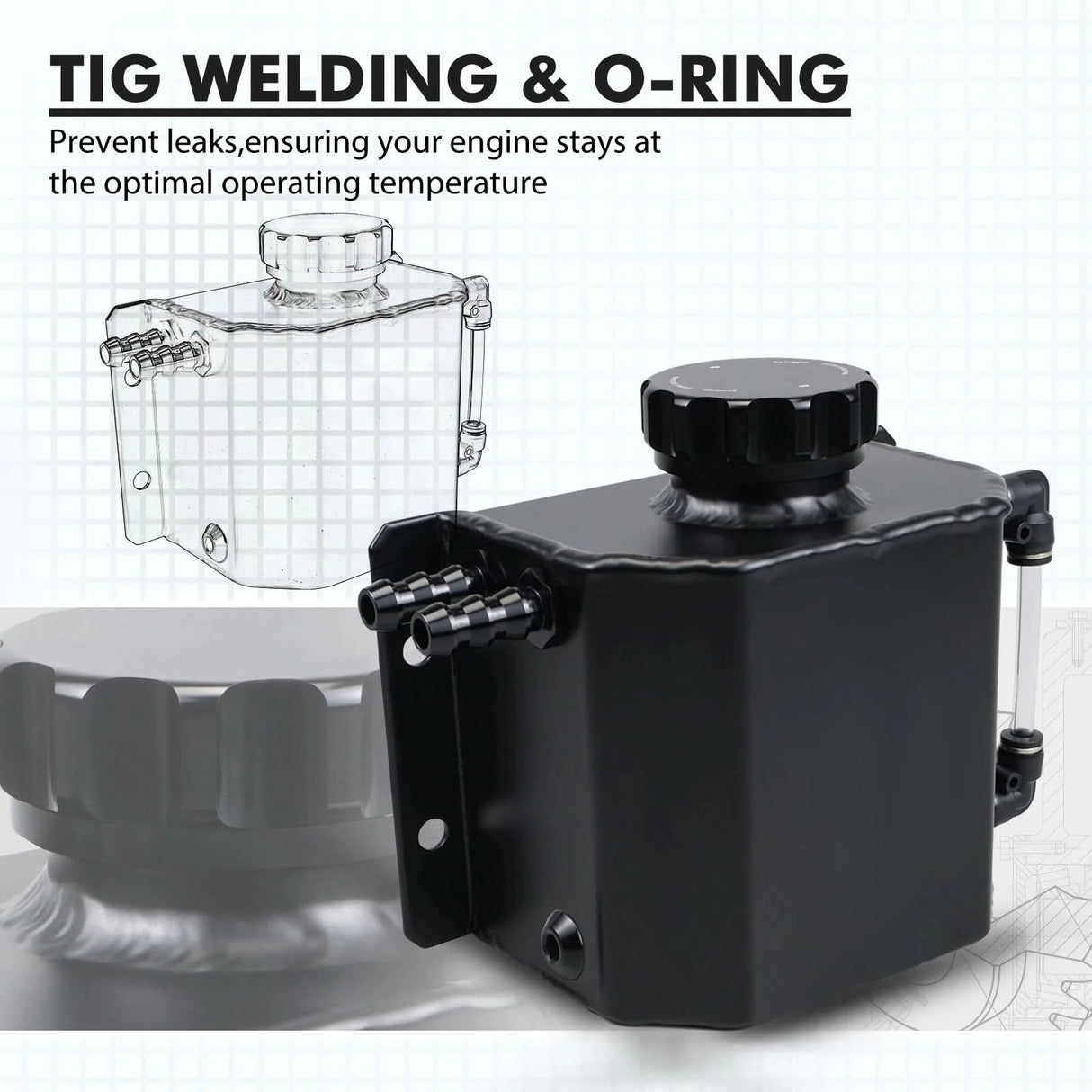 Universal 1L Aluminum Coolant Overflow Tank – Radiator Recovery Reservoir w/ Billet Cap