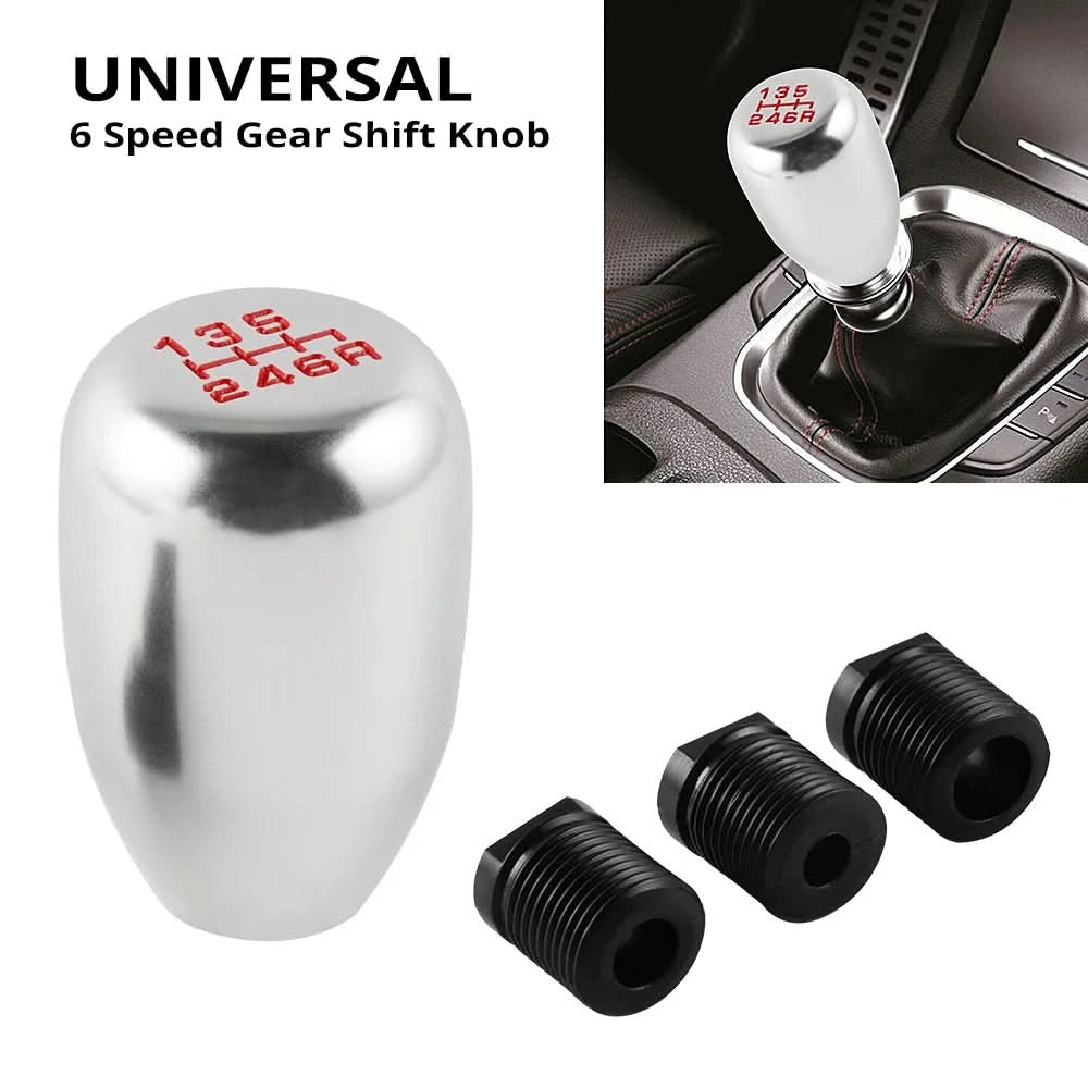 Universal 6-Speed Aluminum Shift Knob – CNC Machined with 8mm, 10mm & 12mm Adapters