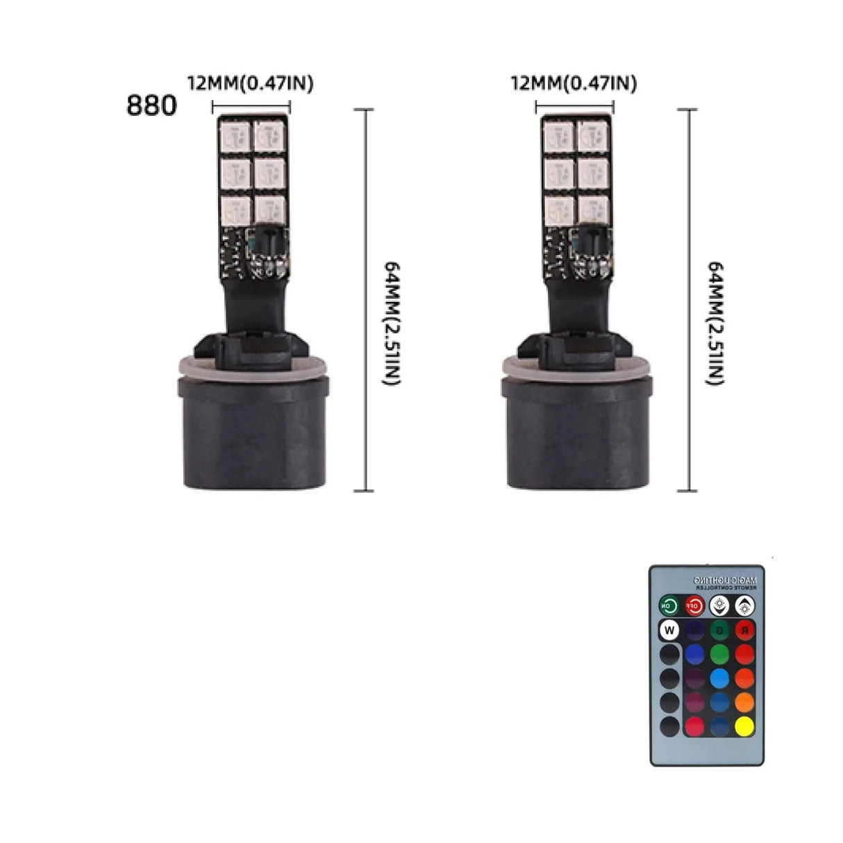 RGB LED Fog Light Bulbs – Multi-Color 5050 Chip Upgrade (H11 / H8 / H9 / H7 / 9005 / 9006 & More)