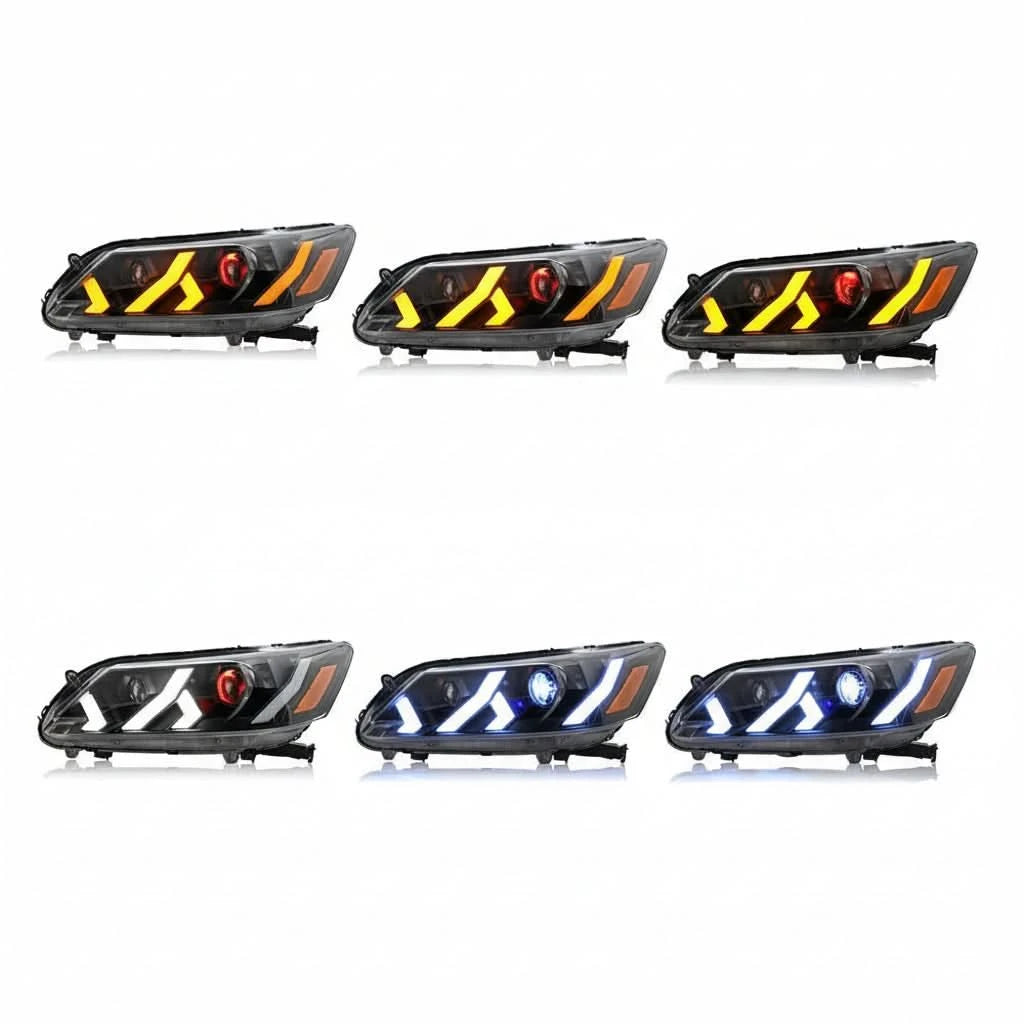 LED Headlight Assembly for Honda Accord 4-Door (2013–2015) – Projector Lens Headlamps with DRL