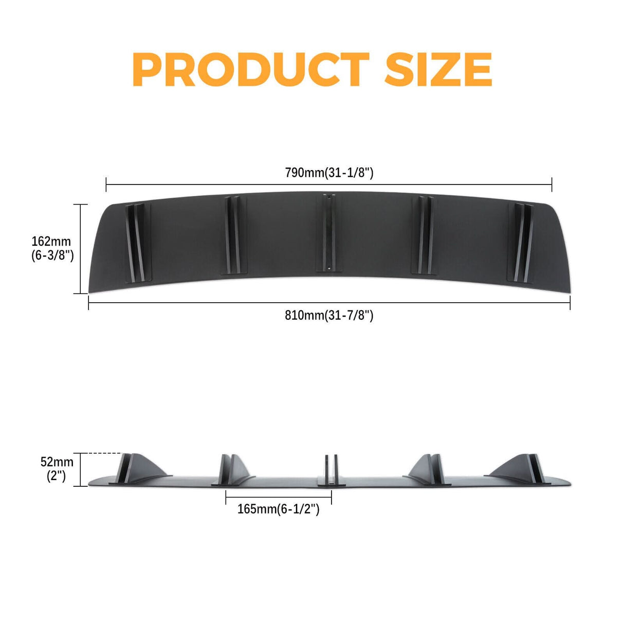 Universal 5-Fin Rear Bumper Diffuser – Shark Style Lower Lip Splitter (ABS)