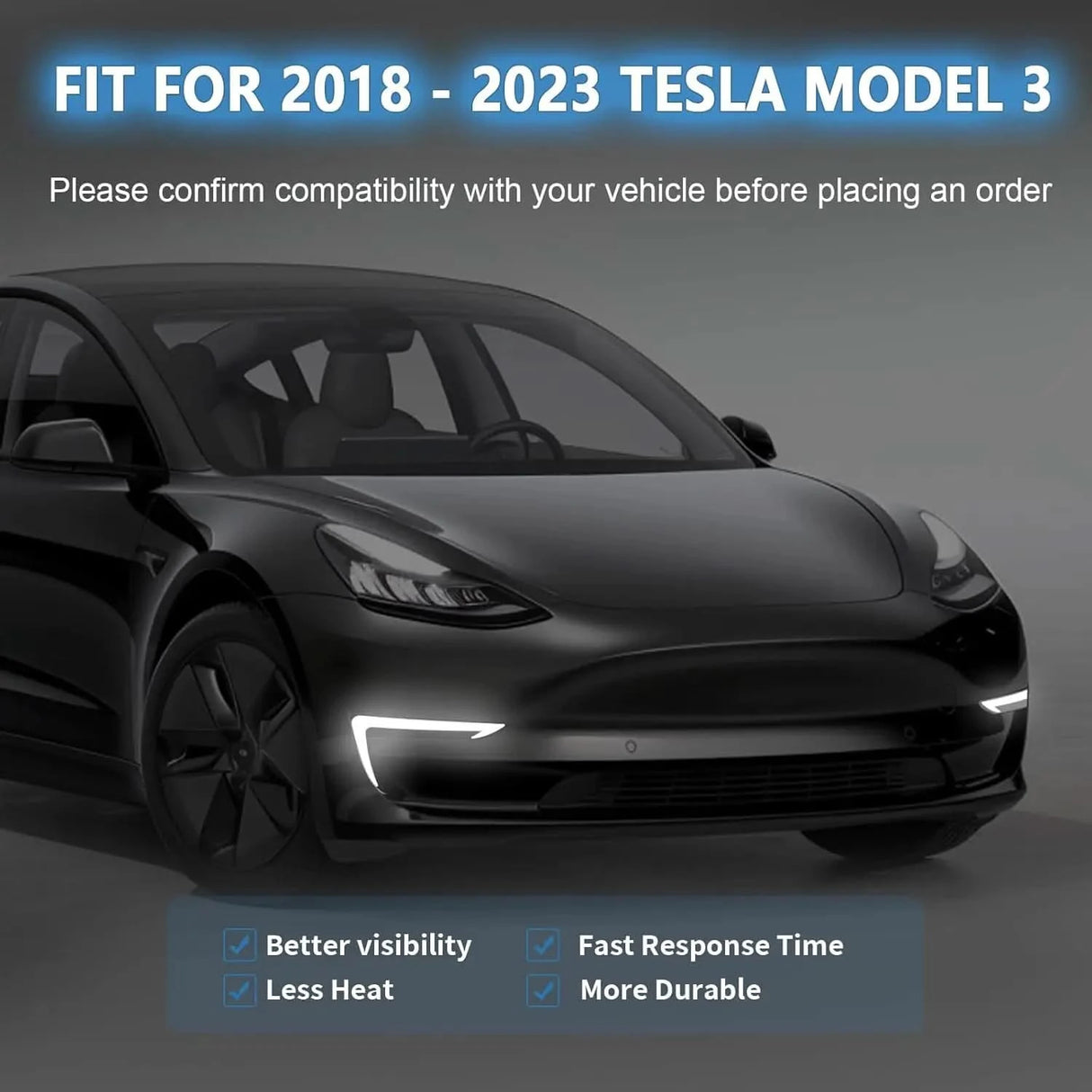 LED Daytime Running Light Assemblies with Dynamic Start-Up Animation – Tesla Model 3 (2018–2024)