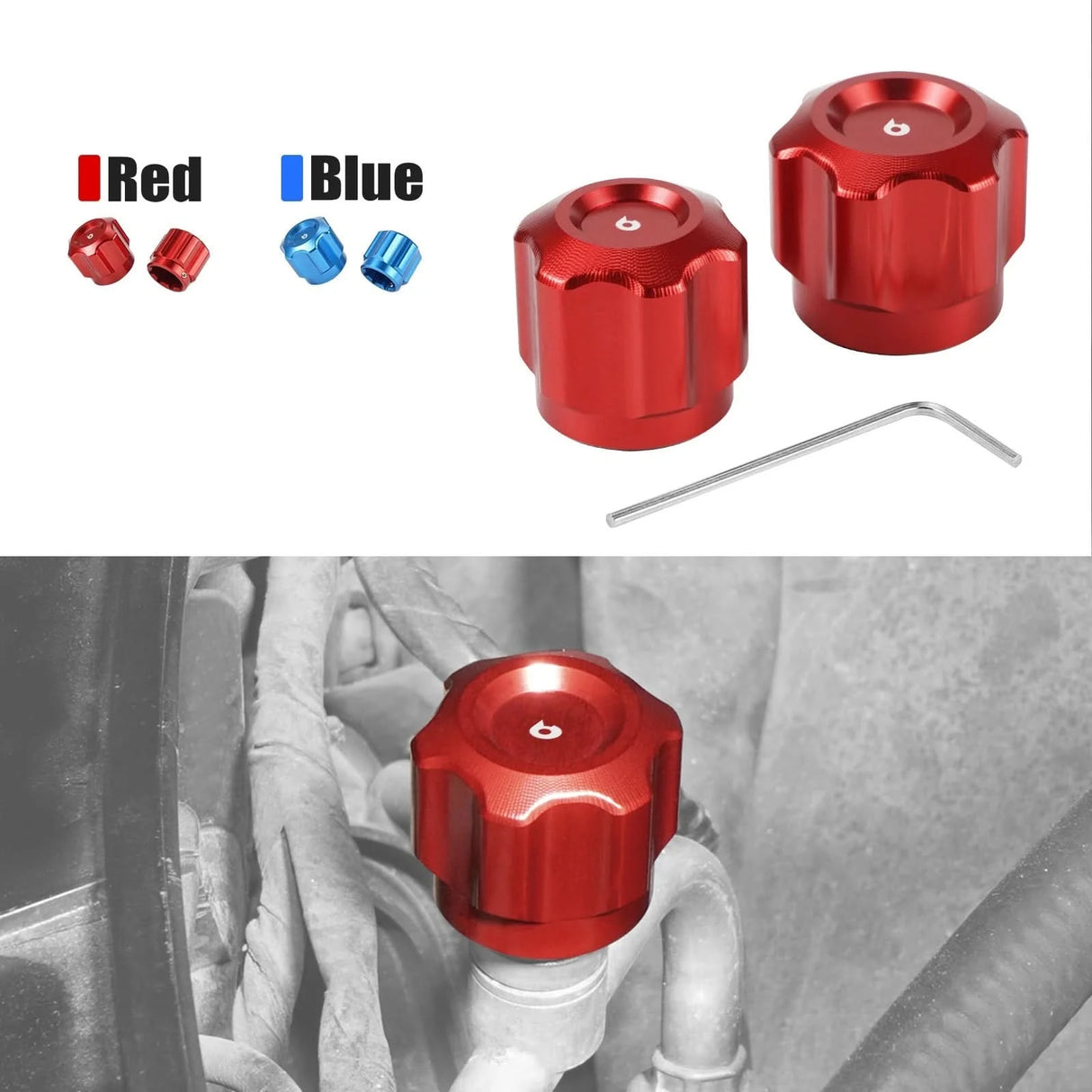 Billet Aluminum A/C Service Cap Set – BMW E-Series & MINI Platforms