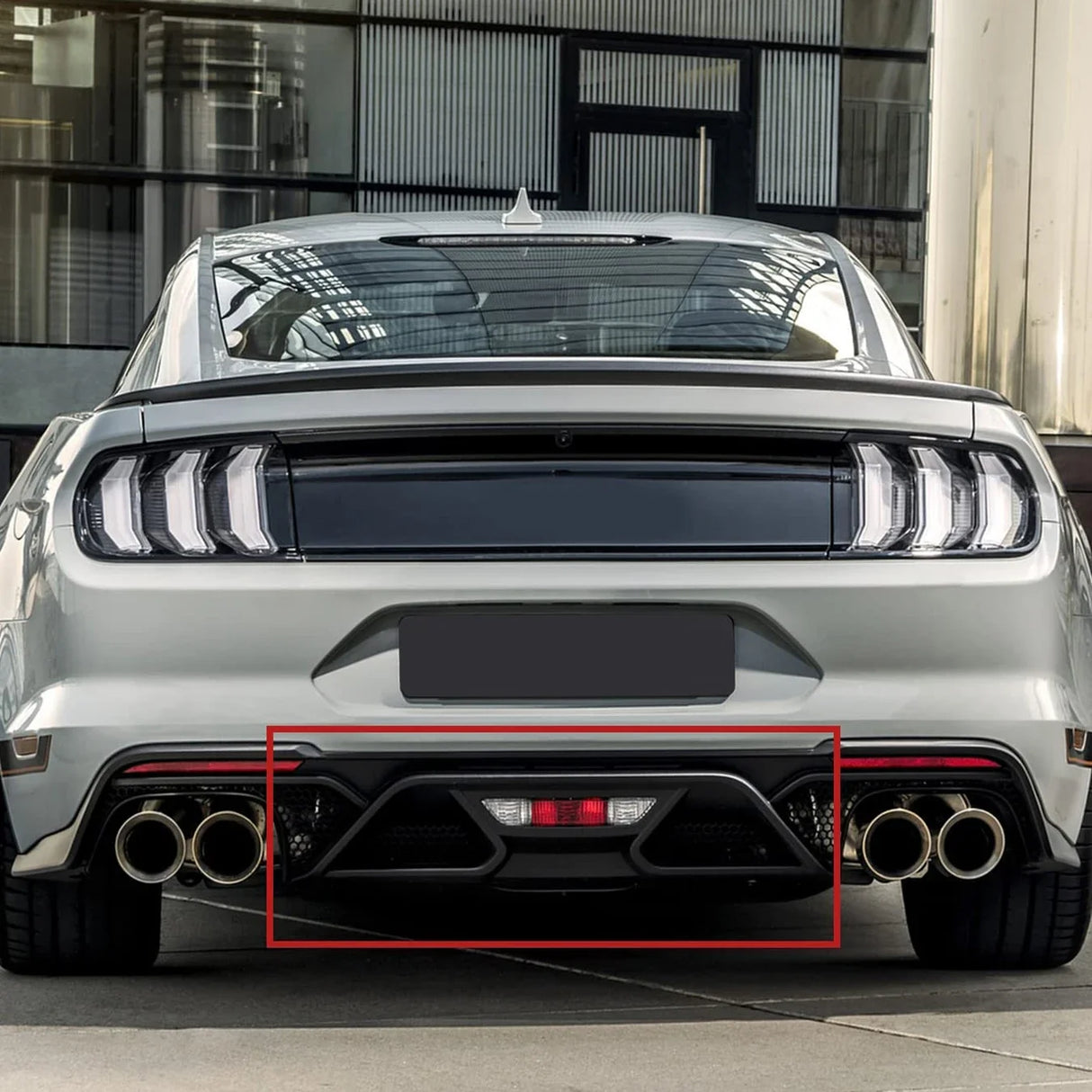 Ford Mustang GT / GT Premium / GT V8 Rear Bumper Diffuser Aero Foil Kit 2018 - 2023 (2-Piece ABS)