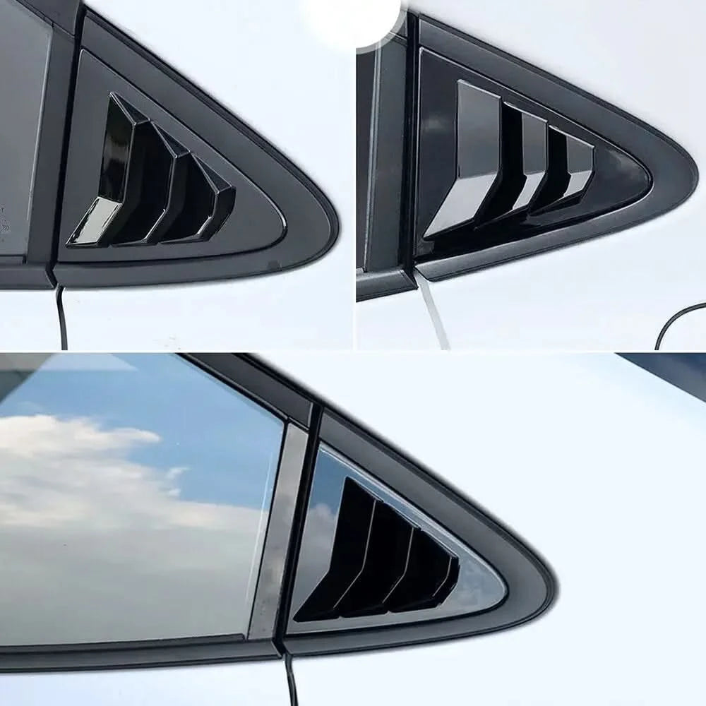 Rear Side Window Louver Cover Set for Toyota Corolla Sedan 2019–2023 – Gloss Black / Carbon Look Vent Trim