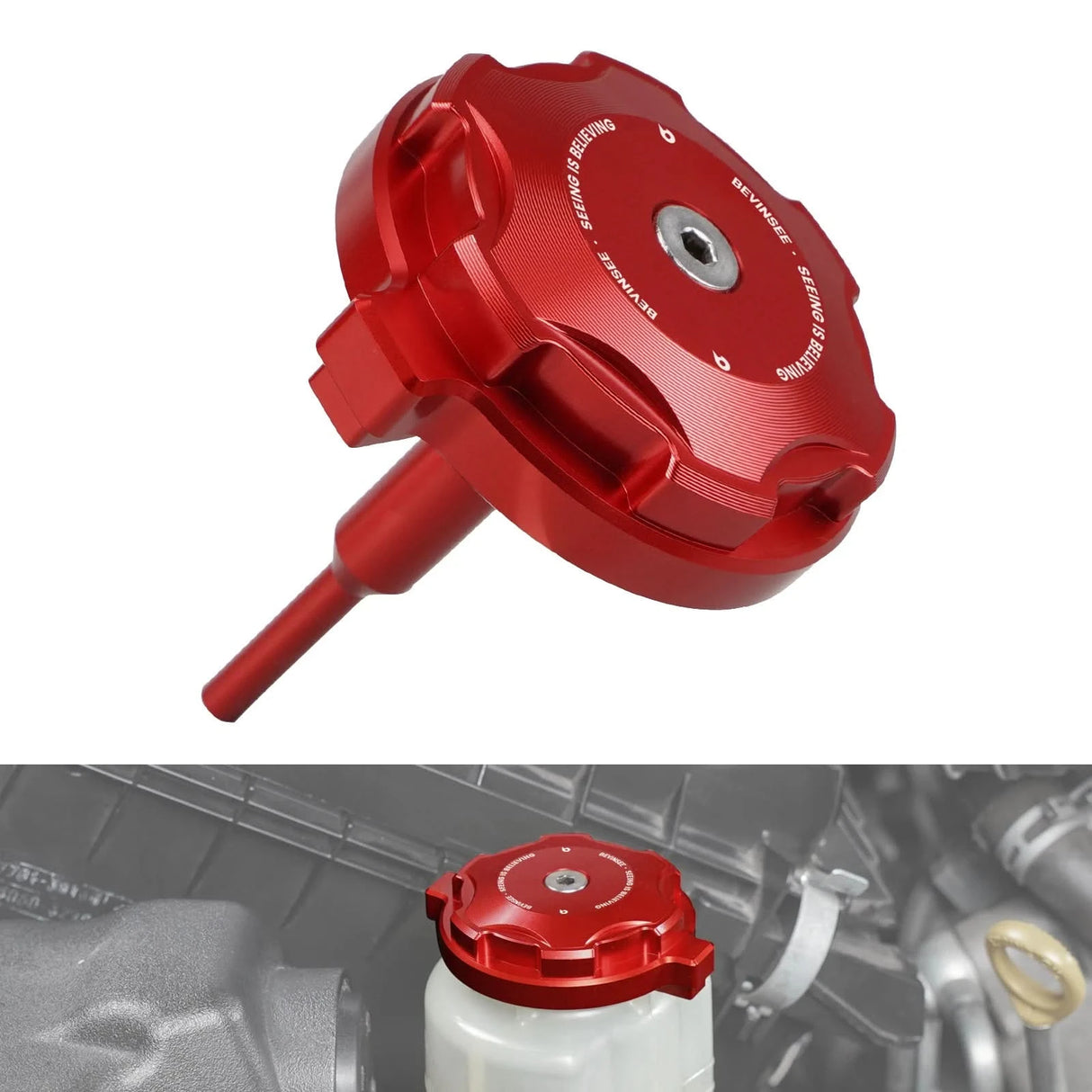 Billet Aluminum Power Steering Fluid Reservoir Cap for Toyota 4Runner, FJ Cruiser, Tacoma & Camry (44305-06050)