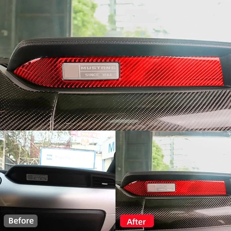 Carbon Fiber Interior Trim Sticker Set – Ford Mustang 2015–2021 Dashboard & Console Accents