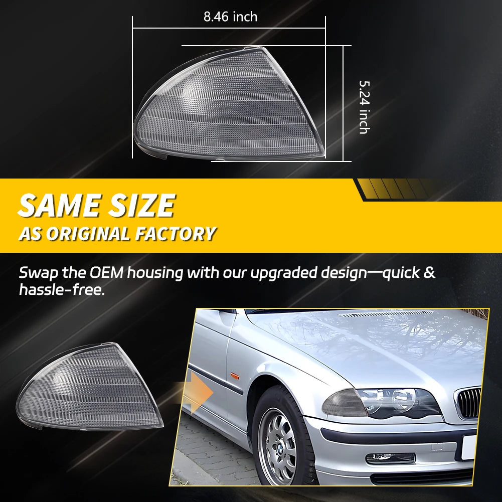 BMW E46 Front Corner Turn Signal Lights – Parking & Side Marker Lamps (1998–2001 Pre-LCI, Pair)