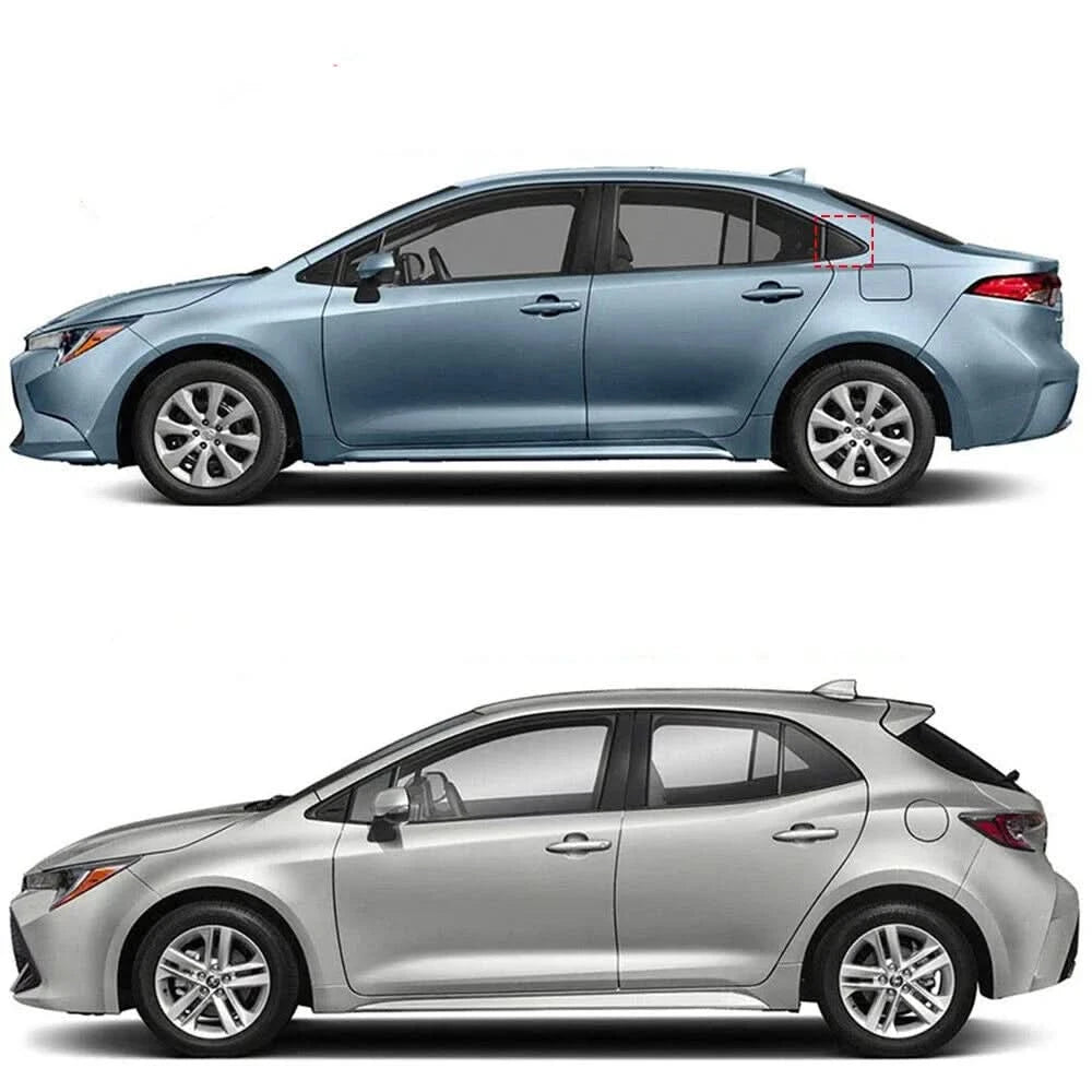 Rear Side Window Louver Cover Set for Toyota Corolla Sedan 2019–2023 – Gloss Black / Carbon Look Vent Trim