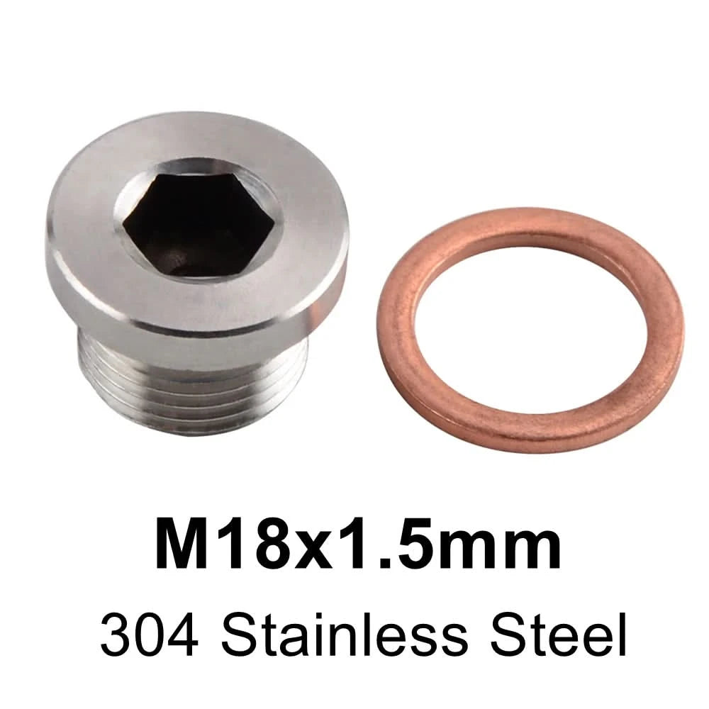 M18x1.5 Stainless Steel Oxygen Sensor Bung Plug with Copper Gasket