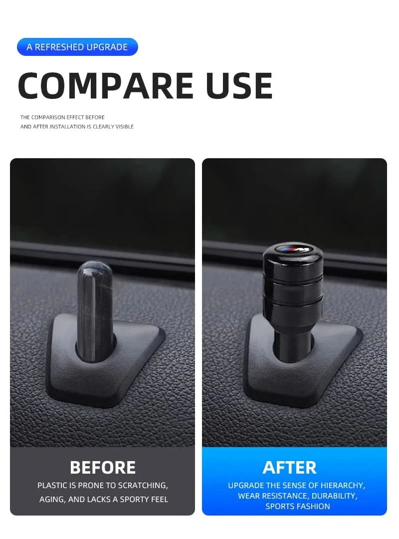 Billet Aluminum Door Lock Pins – Universal Fit for BMW Models – Interior Styling Upgrade