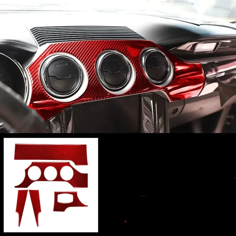 Carbon Fiber Interior Dashboard & Console Trim Kit for Ford Mustang GT 2015–2021 – Full Interior Panel Cover Sticker Set