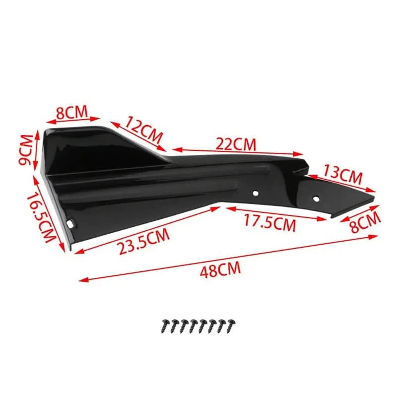 Universal Rear Bumper Side Splitters – 48cm ABS Corner Aero Trim (Pair)