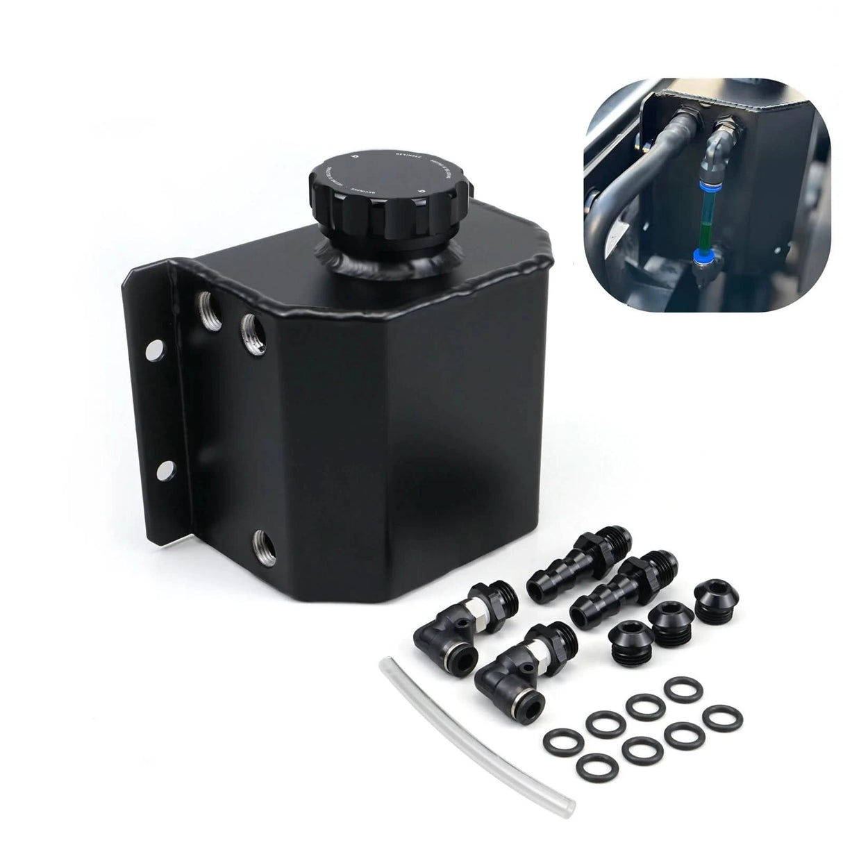 Universal 1L Aluminum Coolant Overflow Tank – Radiator Recovery Reservoir w/ Billet Cap