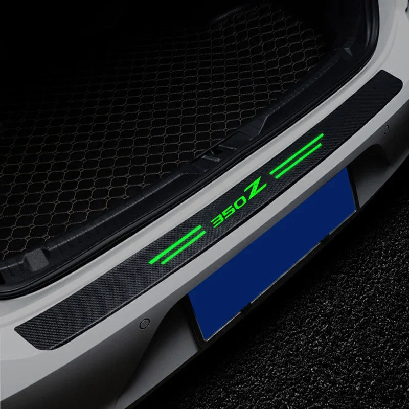 Luminous Carbon Fiber Door Sill Protectors for Nissan 350Z – Anti-Kick Threshold Scuff Plate Stickers