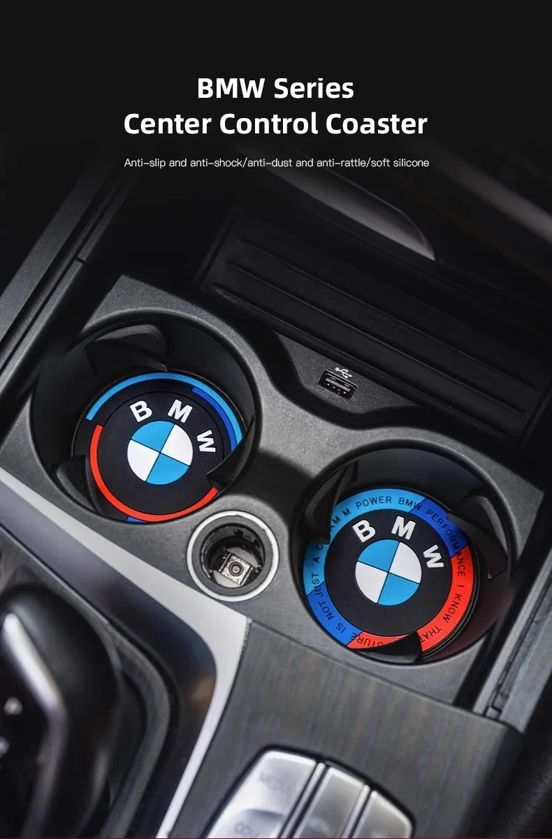 BMW Silicone Anti-Slip Car Coaster / Cup Mat 2-Piece Set for 1 / 3 / 4 / 5 Series, X3 / X5 / X7 (F20 / F40 / G01 / G02 / G05 / G22 / G30 / G32)