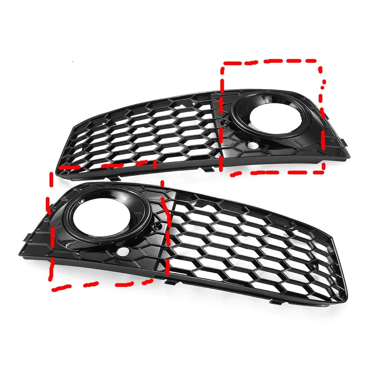 Fog Light Grille Pair for Audi A4 B8 (2009–2012) – RS-Style Honeycomb Mesh Front Bumper Covers