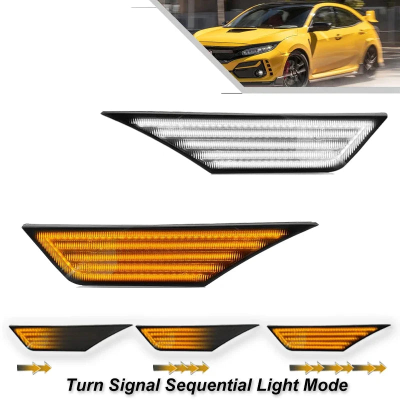 Honda Civic LED Side Marker Lights – Switchback White DRL & Sequential Amber Turn Signal (2016–2021)