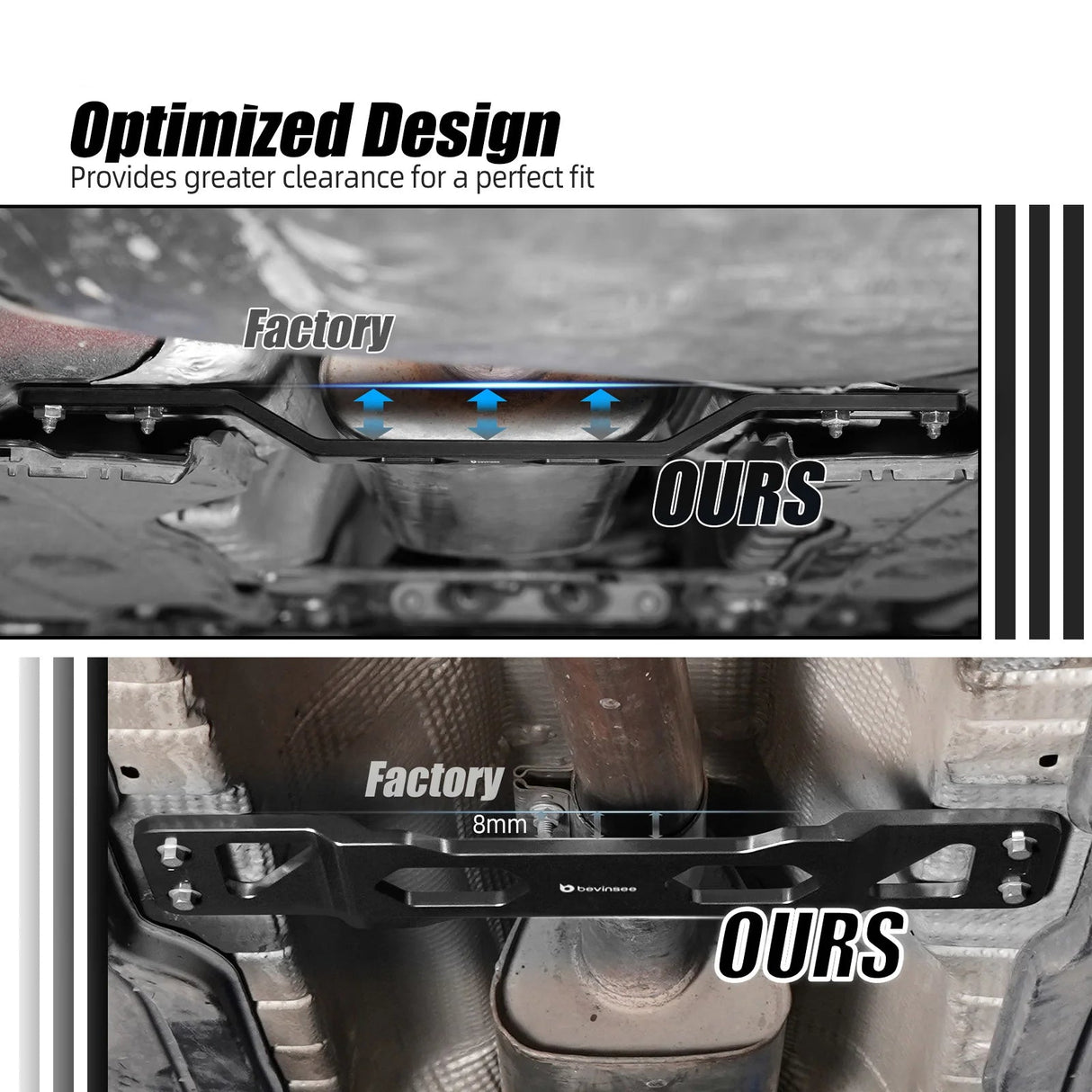 MQB Aluminum Center & Rear Tunnel Brace Set – Golf MK7 / MK8, A3, Leon, Octavia