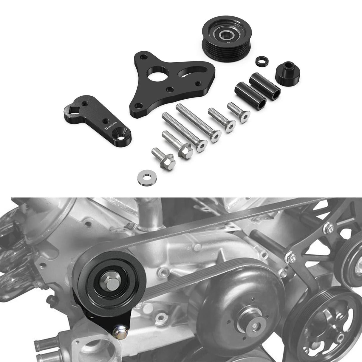 GM LS Truck / SUV Billet Aluminum Manual Belt Tensioner with Pulley for 4.8L / 5.3L / 6.0L / 6.2L Vortec Engines (Gen III / Gen IV / Hummer H2 / H3 / Replaces 12554027 / 12580162 / 12609719)