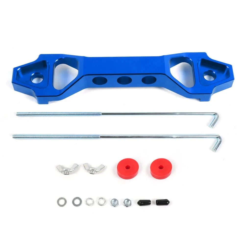 Billet Aluminum Battery Tie Down Bracket – 140mm / 190mm Performance Battery Hold-Down Mount (Red / Black / Blue)
