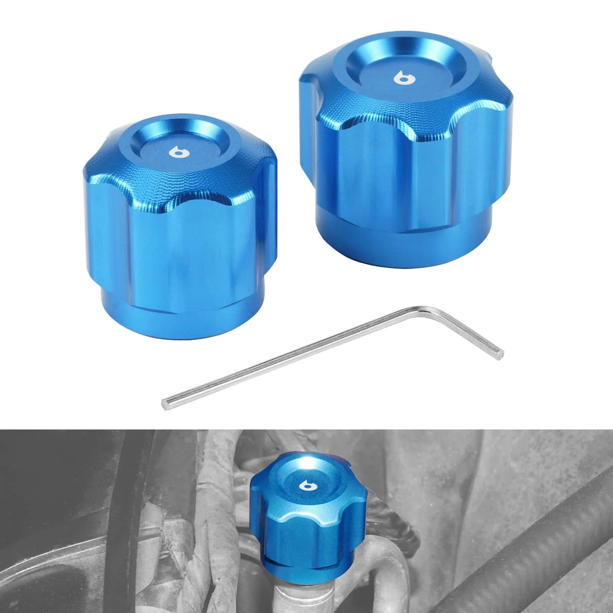 Billet Aluminum A/C Service Cap Set – BMW E-Series & MINI Platforms