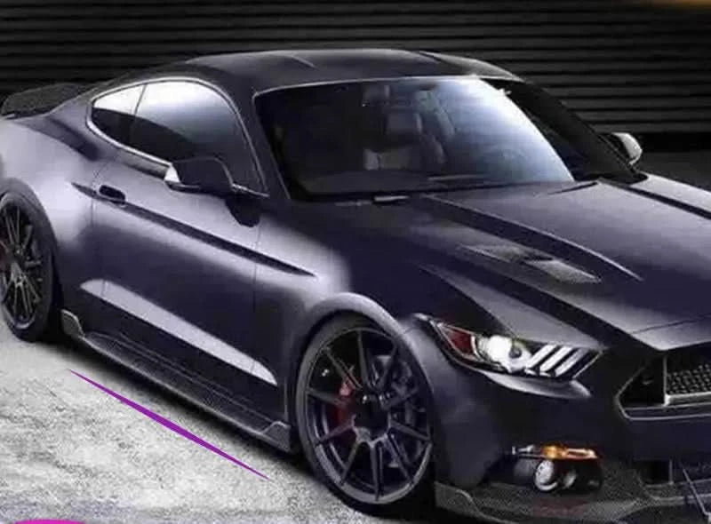 Ford Mustang Carbon Fiber Side Skirt Extensions – Gloss 2×2 Weave (2015–2017 Coupe & Convertible)