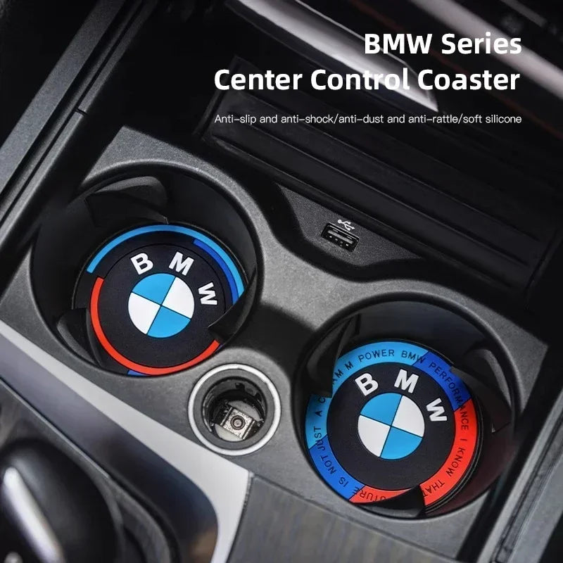 BMW Silicone Anti-Slip Car Coaster / Cup Mat 2-Piece Set for 1 / 3 / 4 / 5 Series, X3 / X5 / X7 (F20 / F40 / G01 / G02 / G05 / G22 / G30 / G32)