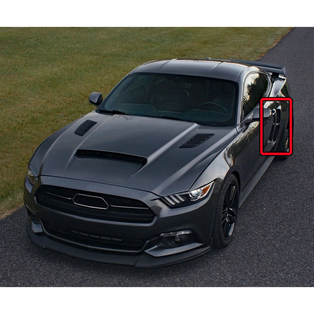 Ford Mustang Rear Fender Side Scoop Air Vents – Gloss Black / Carbon Fiber Style (2016–2023)