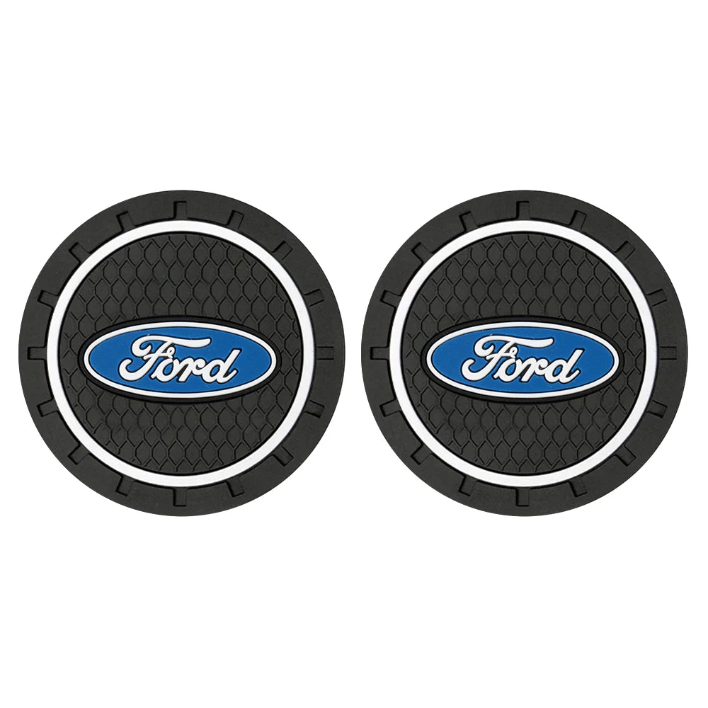 Ford Silicone Anti-Slip Car Coaster / Cup Mat for Focus MK2 / MK3 / MK4 / MK5, Fiesta MK7, Mondeo MK4 & Fusion (1-2 Piece Set)