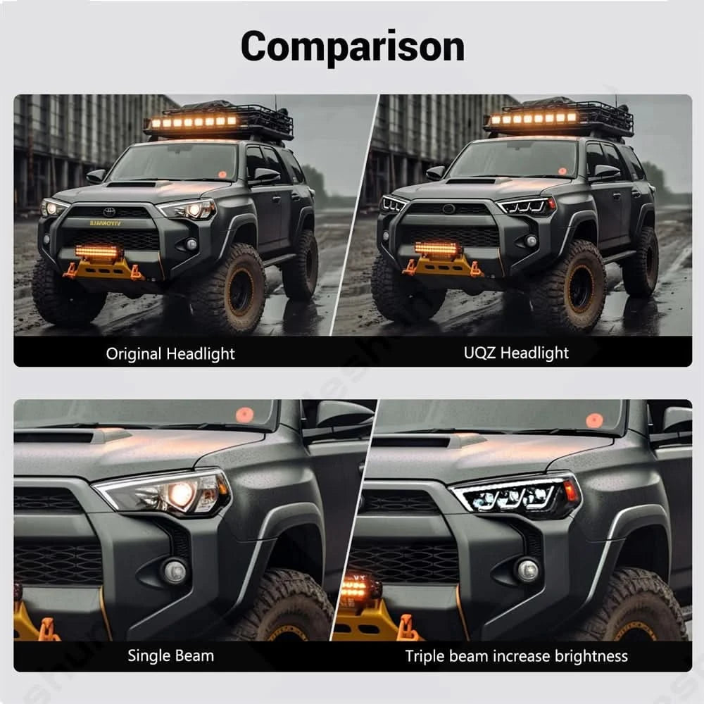 LED Headlight Assembly with Sequential Turn Signals & Start-Up DRL – Toyota 4Runner 5th Gen (2014–2022)