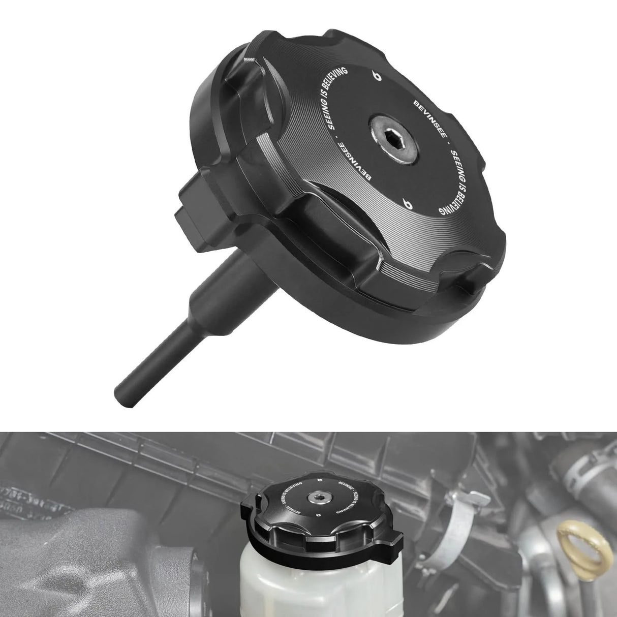 Billet Aluminum Power Steering Fluid Reservoir Cap for Toyota 4Runner, FJ Cruiser, Tacoma & Camry (44305-06050)