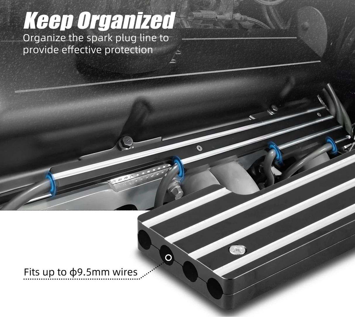 Billet Spark Plug Wire Loom Kit – Perimeter-Bolt V8 Engines | Heat-Resistant, CNC Aluminum (23-Piece Set)