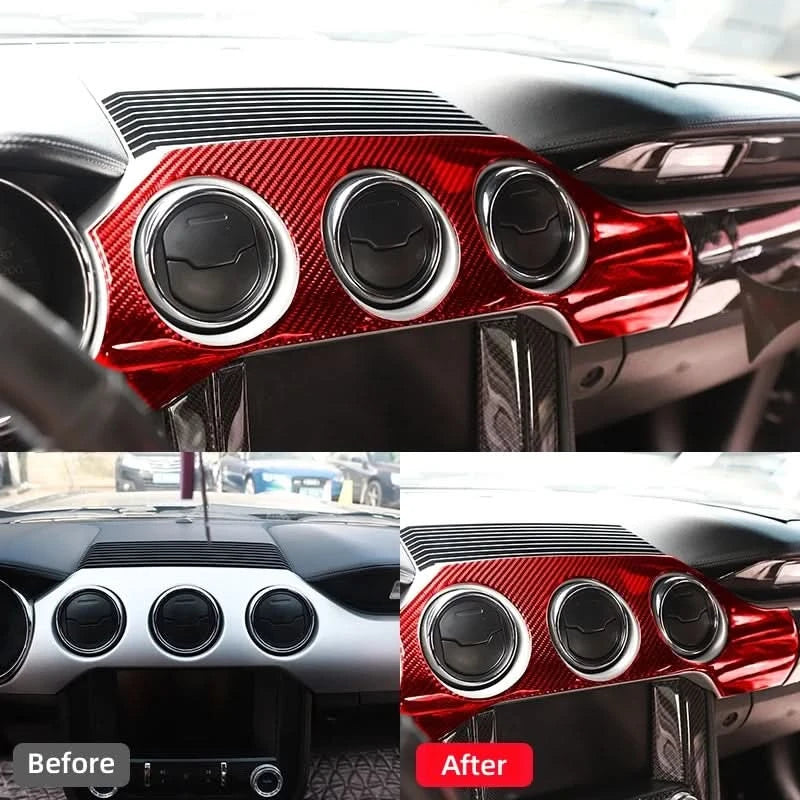 Carbon Fiber Interior Dashboard & Console Trim Kit for Ford Mustang GT 2015–2021 – Full Interior Panel Cover Sticker Set