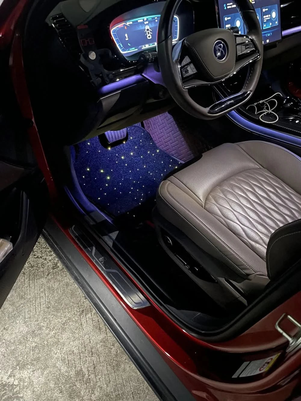 RGB Fiber Optic Star Light Car Floor Mats – Waterproof LED Set w/ App & Remote Control