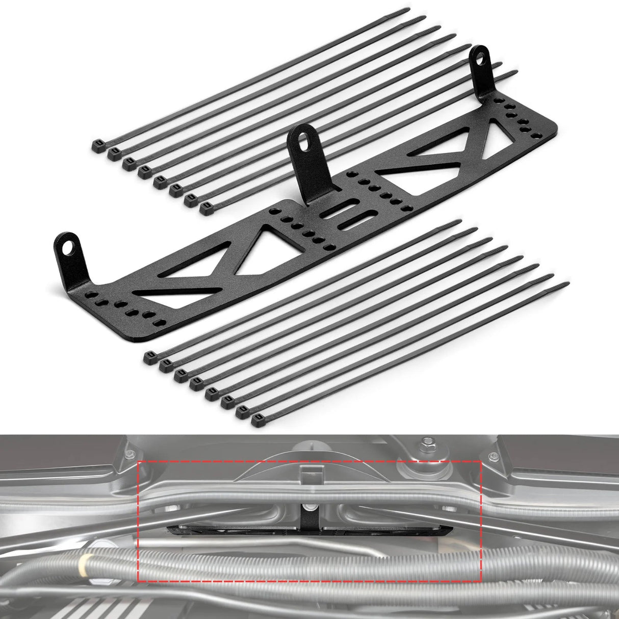 BMW E81 / E82 / E87 / E88 1 Series & E90 / E91 / E92 / E93 3 Series Steel Wiring Harness Mounting Bracket Kit for Cowl Delete Engine Bay (2005 - 2013)