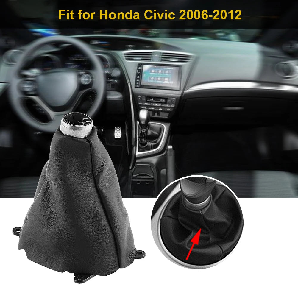 Honda Civic Manual PU Leather Gear Shift Boot Cover Gaiter with Frame 2006 - 2012