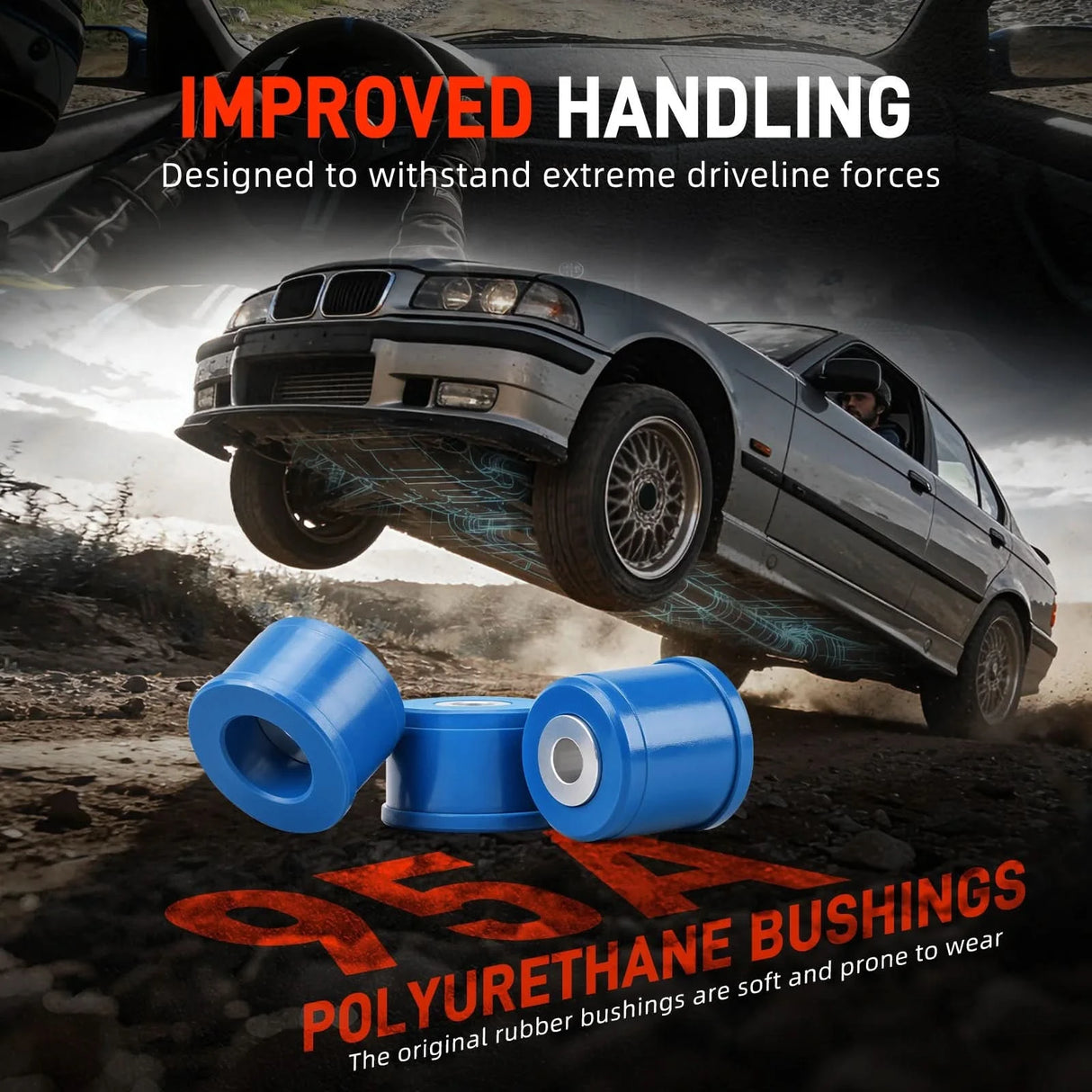95A Polyurethane Differential Mount Bushings for BMW E36 (1992–1999, Non-M3)